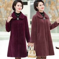 Fat mother autumn and winter double-sided cashmere coat female middle-aged and elderly mink velvet coat plus fat plus size 200kg