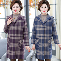 Middle-aged and elderly Spring and Autumn Cashmere coat plus fat plus size 200kg fat mother woolen coat long trench coat