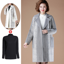 Fat mom Gats up overweight Noble Cashmere Dresses Mid-Year Autumn Winter Dress Temperament Water Mink Suede Jacket Long