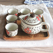 Green Maple ceramic mini teapot underglaze color hand-painted teapot with 5 teacup set afternoon tea flower teapot creative