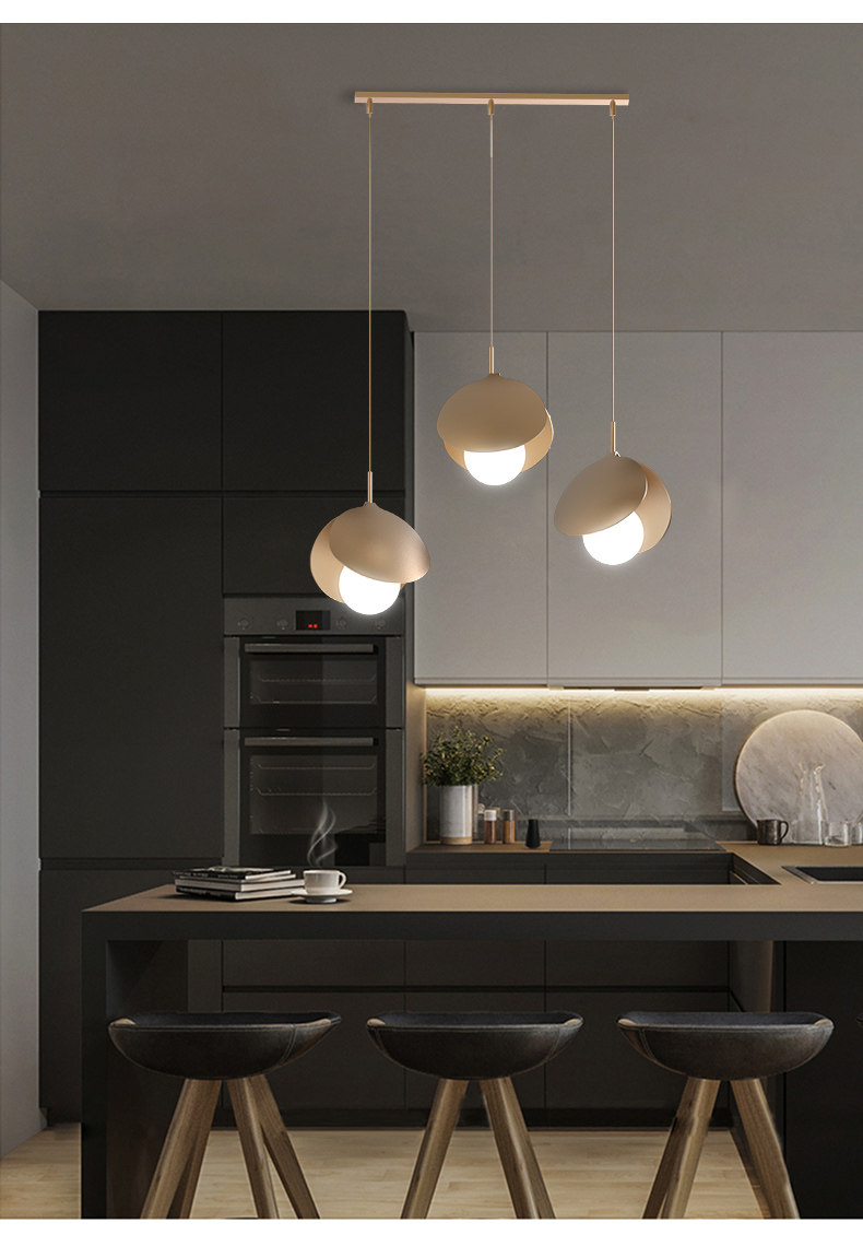 北欧餐厅吊灯极简三头丹麦餐桌灯餐厅小吊灯吧台圆盘简约现代意式