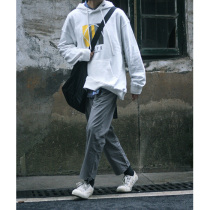 Nobodyknows Japanese street print hooded sweater pullover couple loose pullover terry sweater