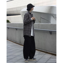 Nobodyknows new Japanese retro plaid pattern loose casual simple couple long-sleeved thin shirt