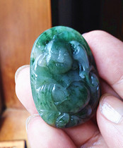 One Jade Buddha Nanyang Dushan Jade Day Blue green Laughing Buddha Jade Peiyu brand pendant jade pendant F11