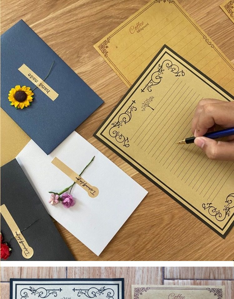 复古文艺信封信纸套装告白情书彩色信封袋情人节写信生日礼物圣诞