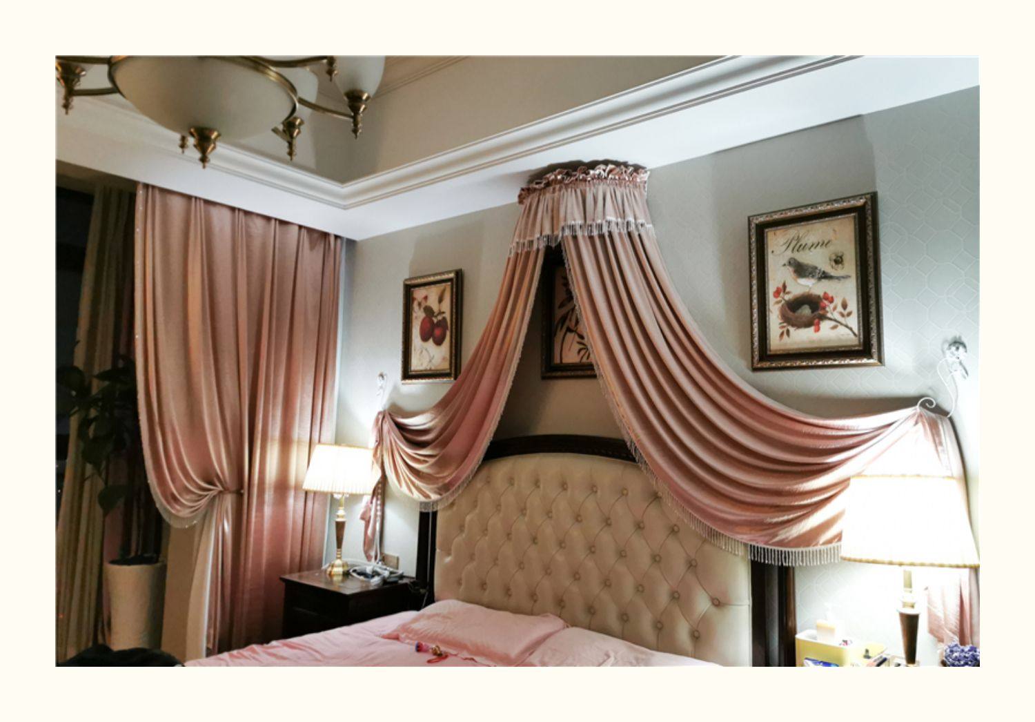 丝缎点睛定制轻奢欧式法式宫廷公主房少女心ins床头装饰床幔