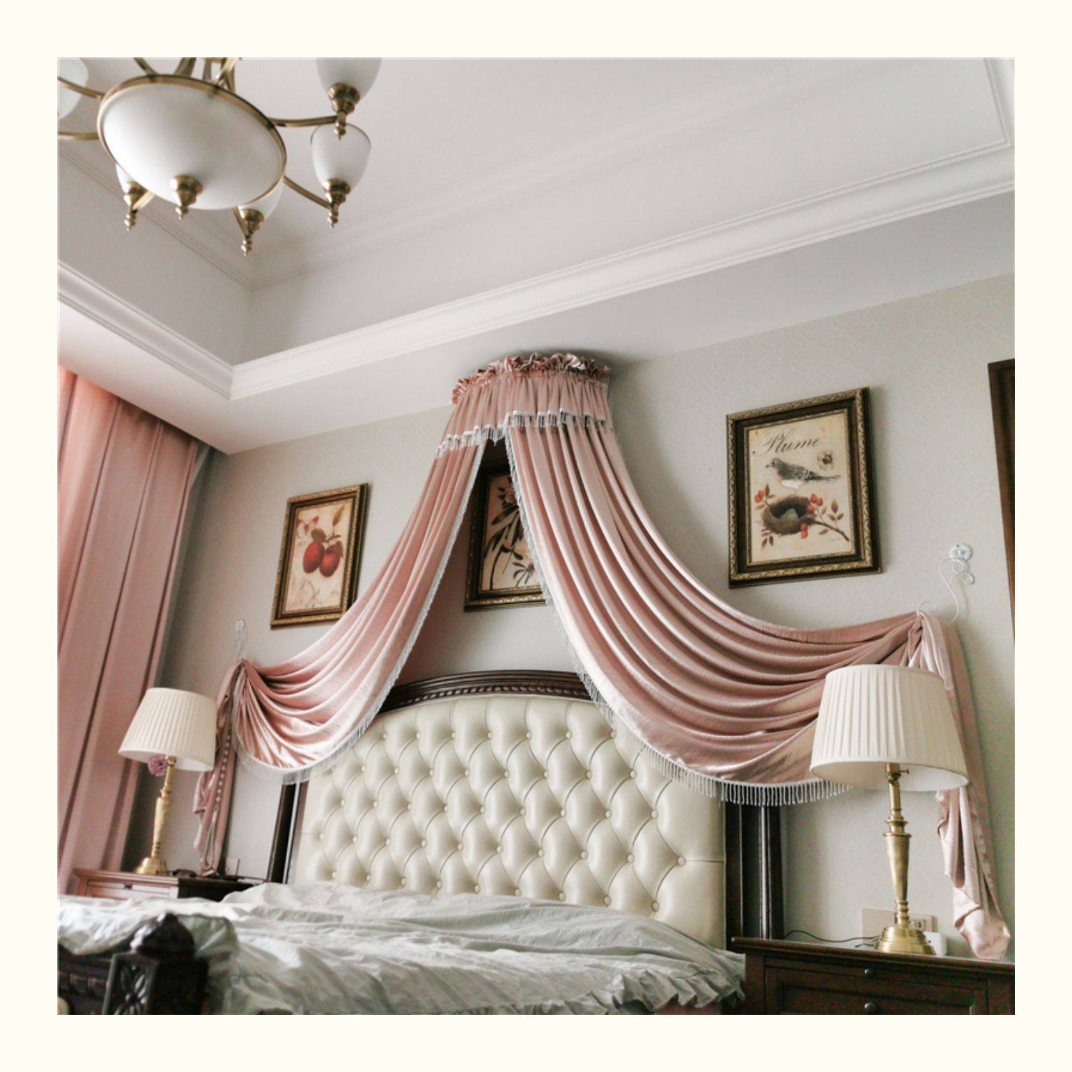 丝缎点睛定制轻奢欧式法式宫廷公主房少女心ins床头装饰床幔