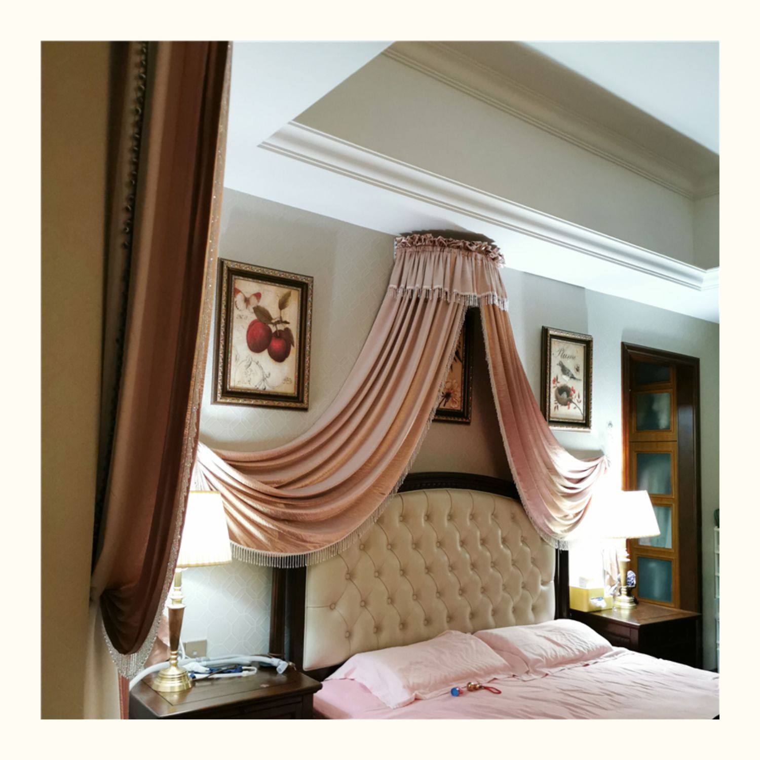 丝缎点睛定制轻奢欧式法式宫廷公主房少女心ins床头装饰床幔