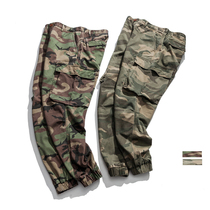 Autumn foot camouflage pants mens multi-pocket loose cotton overalls cotton overalls slim American casual trousers Joker Tide brand