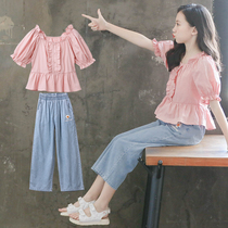 South Korean girls summer clothing suit 2021 new children foreign air network Red Summer Korean edition CUHK Boy 12-year-old girl 13