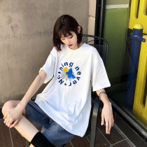 LKSTORE Nothingnever 2020 base butterfly flower letter print short sleeve mens and womens loose T-shirt