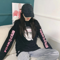 LKSTORE FDSK trend White-eyed cyberpunk technology steam wave couples long sleeve men and women loose T-shirt