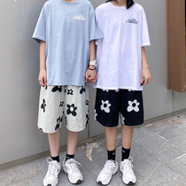 KTDA2020ss spring and summer new full print color color flower petals casual shorts loose versatile men and women couples