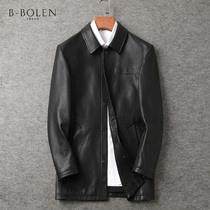 Autumn and winter new imported goatskin leather deer leather jacket mens long lapel casual windbreaker jacket jacket jacket