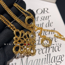 Casual fashionable texture bright eye-catching large pendant silver gold necklace daily commuting with cool wind exquisite and durable