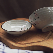 (Hi dish) Japanese style and style hand-painted cherry blossom underglaze ceramic bowl