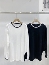 TD Korean Version Round Collar Irregular Jersey 2021 New 100 Hitch Loose Color Long Sleeve T-Shirt Woman