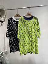 Valley Slave GUNU Round Collar Collision Color Printed Knit T-shirt Woman 2022 Han version Relaxed Harbor Taste Casual Blouse Tide