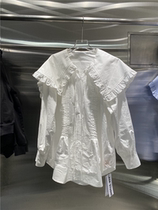 LAGA Navy Wind Doll Collar Shirt Woman 2022 New port Taste Loose THIN OCEAN PNEUMATIC PLEAT SHIRT