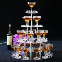 New wedding ceremony arrangement supplies four-layer round Belt edge acrylic wine table cup tower wedding champagne tower