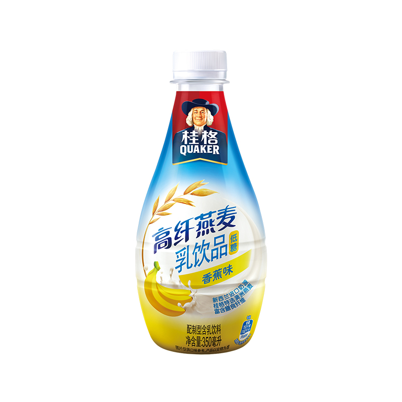 【桂格旗舰店】桂格高纤燕麦乳香蕉味(瓶装)350ml*3联瓶 新口味产品展示图1
