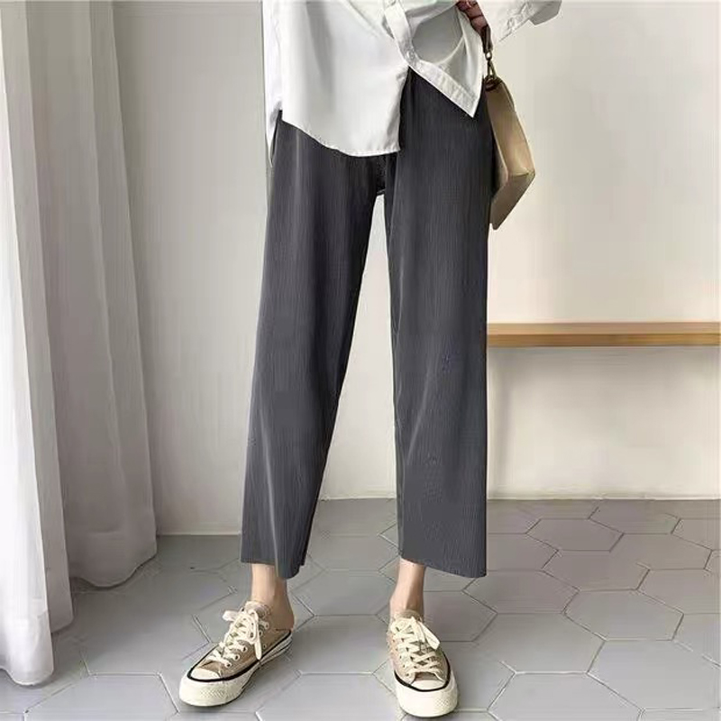 Large size loose vertical straight-leg pants women's 2022 summer dress new fat sister high waist thin nine points casual wide pants