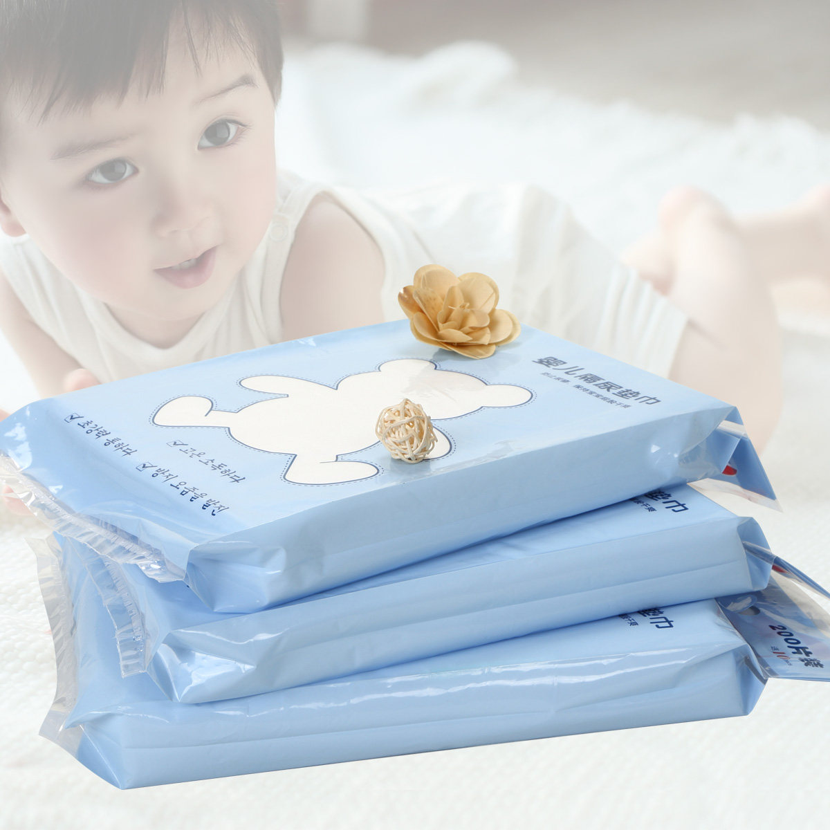 【比多乐旗舰店】婴儿隔尿垫巾200片一次性隔尿片新生儿隔尿纸巾隔屎