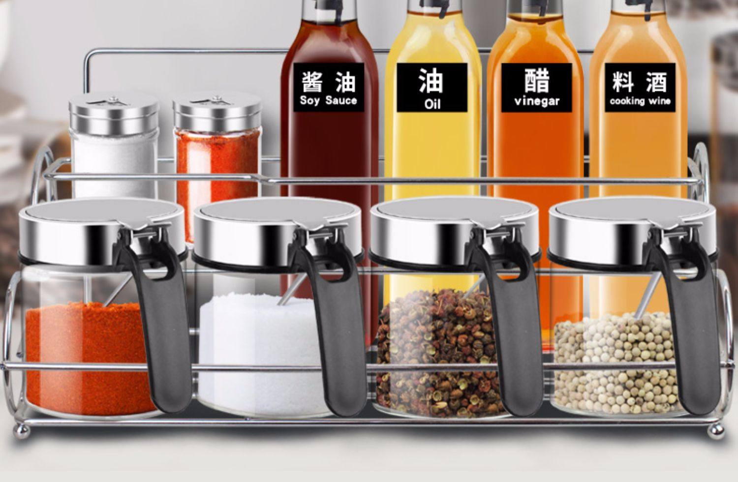 调味瓶罐料盒鸡精盐胡椒粉辣椒面酱油醋橄榄油壶套装家用厨房用品