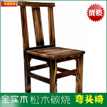 Farmhouse Music Arc Full Solid Wood Chair Black Pine Wood Minimun Economy Type Leaning Back Chair Big Row Stall Modern Dining Table And Chairs