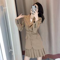 Sandro Moscoloni2022 spring autumn new small crowdfold skirt suit temperament slim suit Two sets