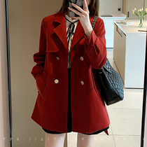 Sandro Mocoloni red fur coats women 2022 autumn Winter new Korean version closets cashies