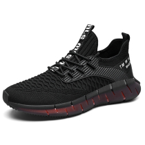 Lacing flying textile shoes damping mesh surface breathable anti-slip casual sneakers genuine popcorn Shock Absorbing Comfort Jogging Shoes Man