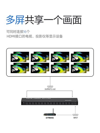 Youlian HDMI2.0 스플리터 1 포인트 16 컴퓨터 TV 모니터링 디스플레이 스크린 장치 16 분만 12 아웃 HD 4K60Hz 주파수 분배기 스크린 확장 16 분 Youlian HDMI2.0 스플리터 1 포인트 16 컴퓨터 TV 모니터링 디스플레이 스크린 장치 16 분만 12 아웃 HD 4K60Hz 주파수 분배기 스크린 확장 16 분
