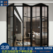 Aluminum alloy sliding folding door bedroom balcony living room bathroom open kitchen custom glass partition sliding door