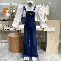 Age-reducing small salt high waist denim belted pants retro Joker casual loose slim straight leg pants women