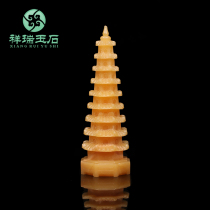 Pure natural jade Wenchang Tower pendulum piece 9-floor thirteen-floor office furnishing book room desk decoration handicraft