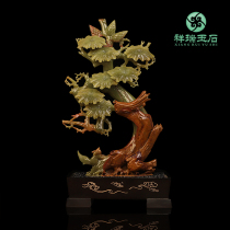 Natural jade pine crane yen-year pendulum with high-end living-room modern minimalist wine cabinet Office Merchants Decorative Crafts