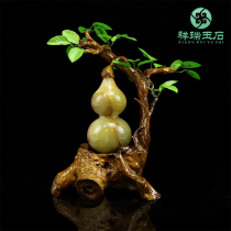 Natural Jade gourd ornaments living room wine cabinet Creative furnishings office financial decorations business opening gifts