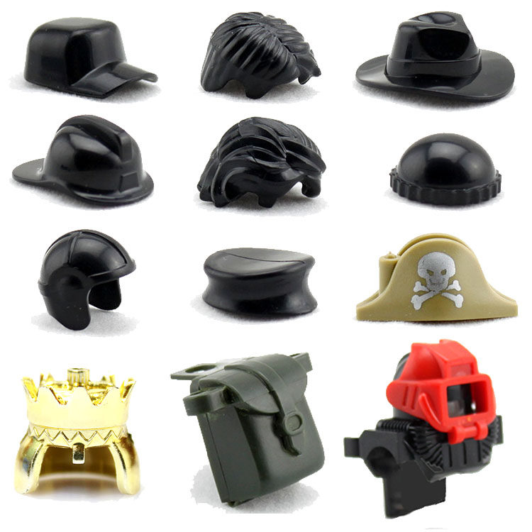 第三方兼容乐高积木人仔帽子头饰服饰配件71015皇冠围巾背包盔甲