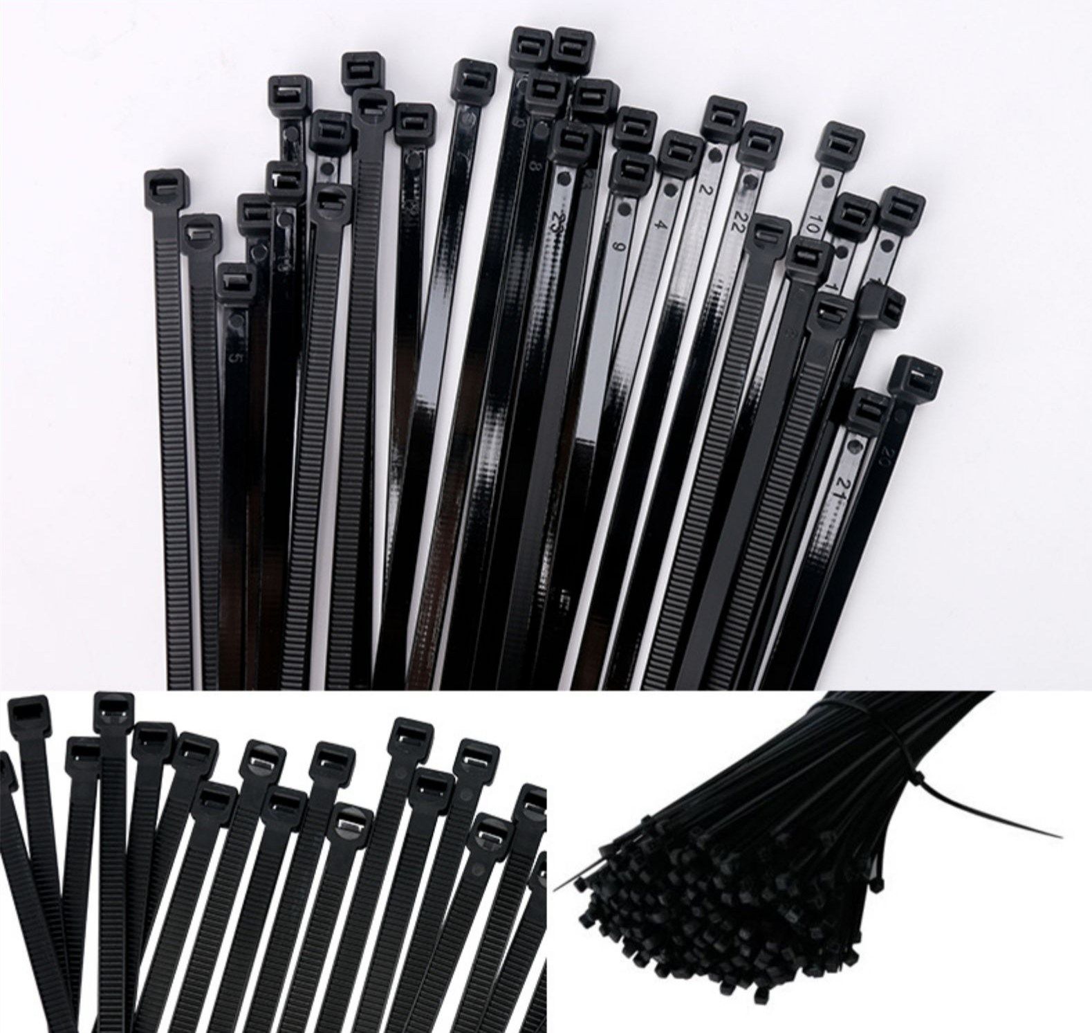 黑色自锁式尼龙扎带4x200mm捆绑带500条强力卡扣固定塑料绳扎线带