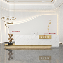 Light luxury beauty salon bar table company hotel sales department simple modern front desk cashier stainless steel reception desk