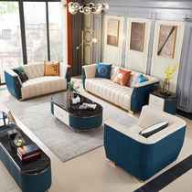 Light extravaganza Real Leather Sofa Straight Row Trio bits Combined modern minimalist size Villa Living Room Leather Sofa furniture