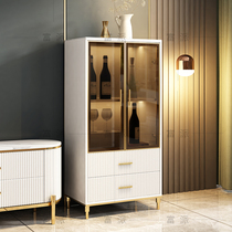 Light extravagant TV side cabinet modern minimalist living-room storage with upscale baking lacquered rock plate double door glass high short wine cabinet