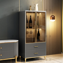 Light and luxurious wine cabinet TV side cabinet modern minimalist living-room containing upscale baking lacquered rock plate double door high short glass wine cabinet