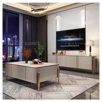 Light and luxurious TV cabinet Tea Table Combo High style modern minimalist American Living room Square tea table Size of house Type of floor