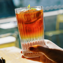 British KILNER Single Layer Glass Cup Vertical Textured Cups Girls High Face Value Mens Wind Water Glass Mesh Red New