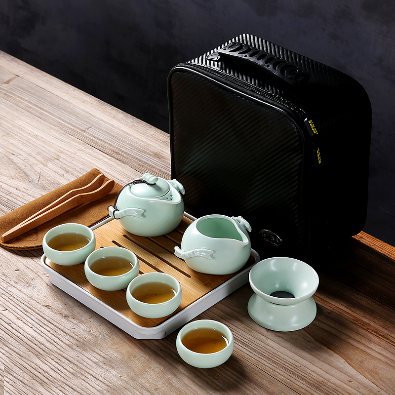 Travel porcelain heng tong kung fu tea set crack cup a pot of 24:27 and cup dried tea tray was portable BaoHu Travel outside