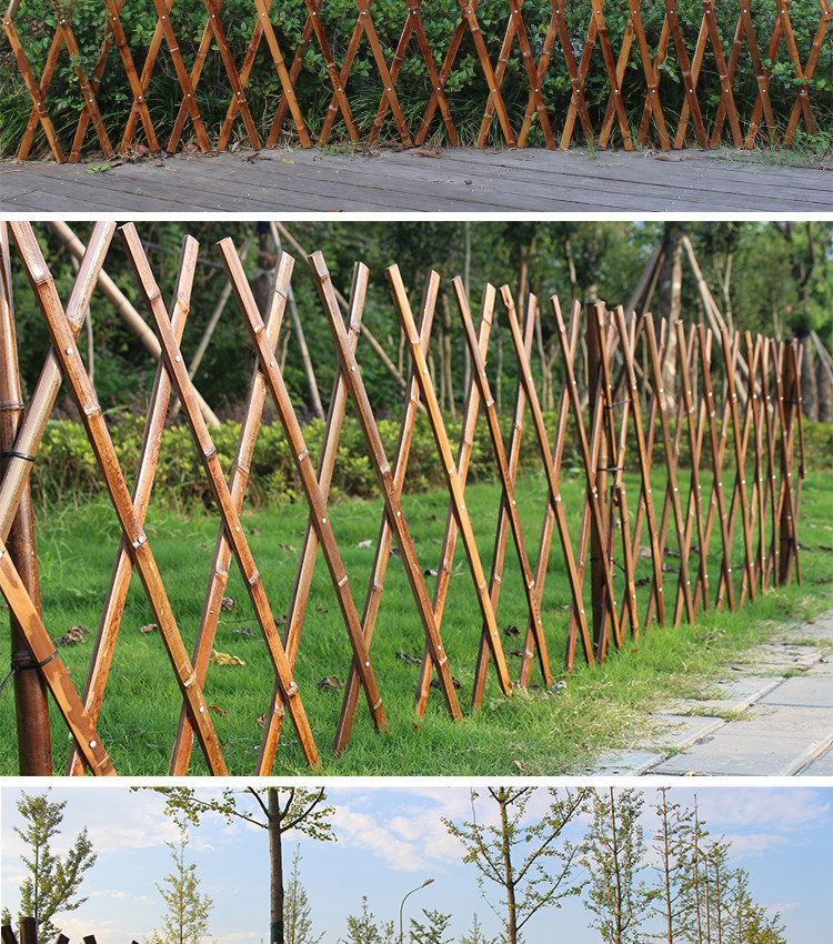 伸缩竹篱笆碳化竹围栏竹拉网花坛围栏花园栅栏护栏菜园篱笆爬藤架