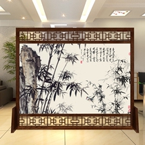 New Chinese solid wood screen partition living room brake simple modern double-sided hollow office entrance door seat screen