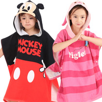 Childrens hooded beach bath towel Baby cotton gauze cloak Baby bathrobe Yukata absorbent bath cotton cartoon